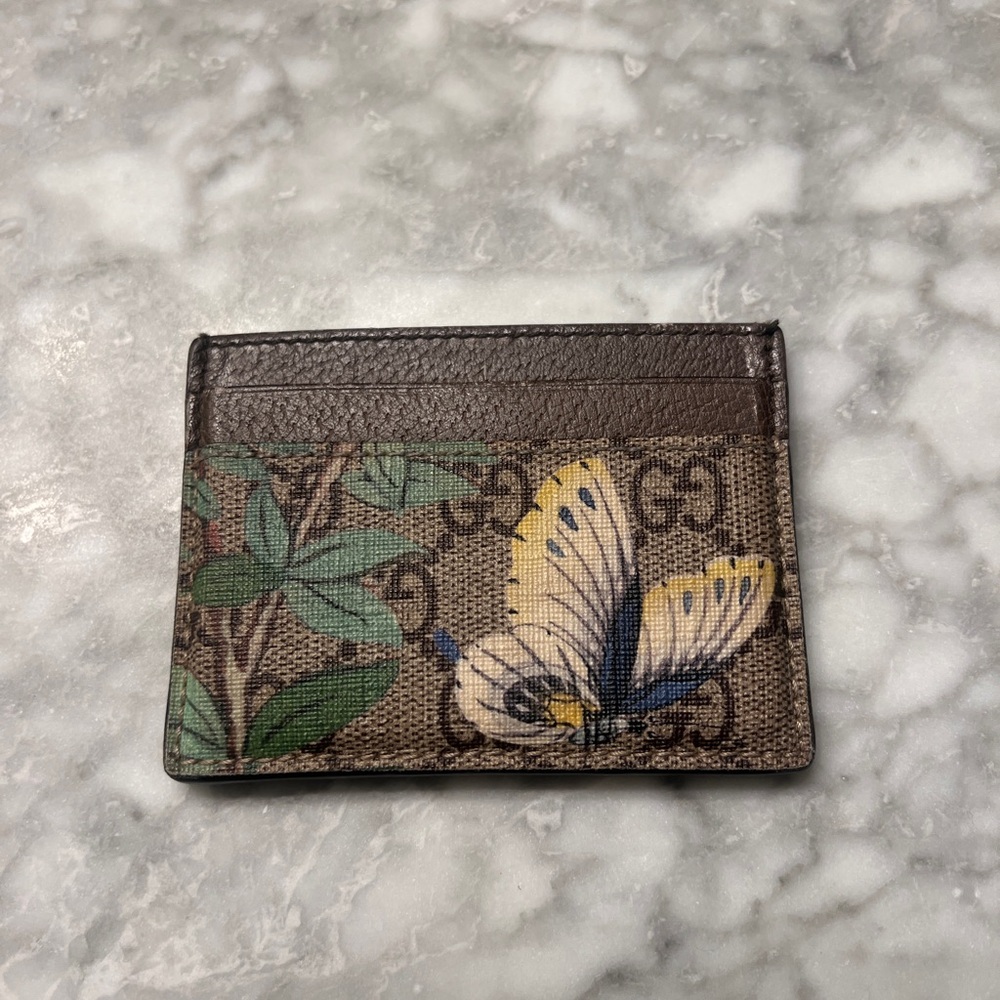 GUCCI Floral Butterfly Card Holder